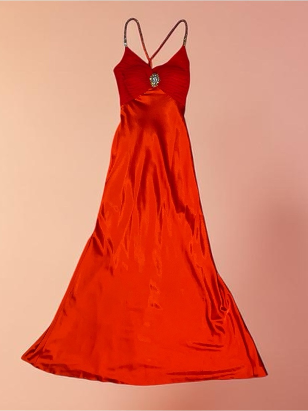 CACHE FORMAL GOWN Long Formal Gown Trumpet Flared Base & Bling Crimson Red SZ 0 - Picture 3 of 10